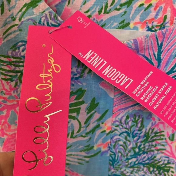 Lilly Pulitzer,’ Celestial blue cay to my heart’, MAURINA linen shift dress - Picture 4 of 12